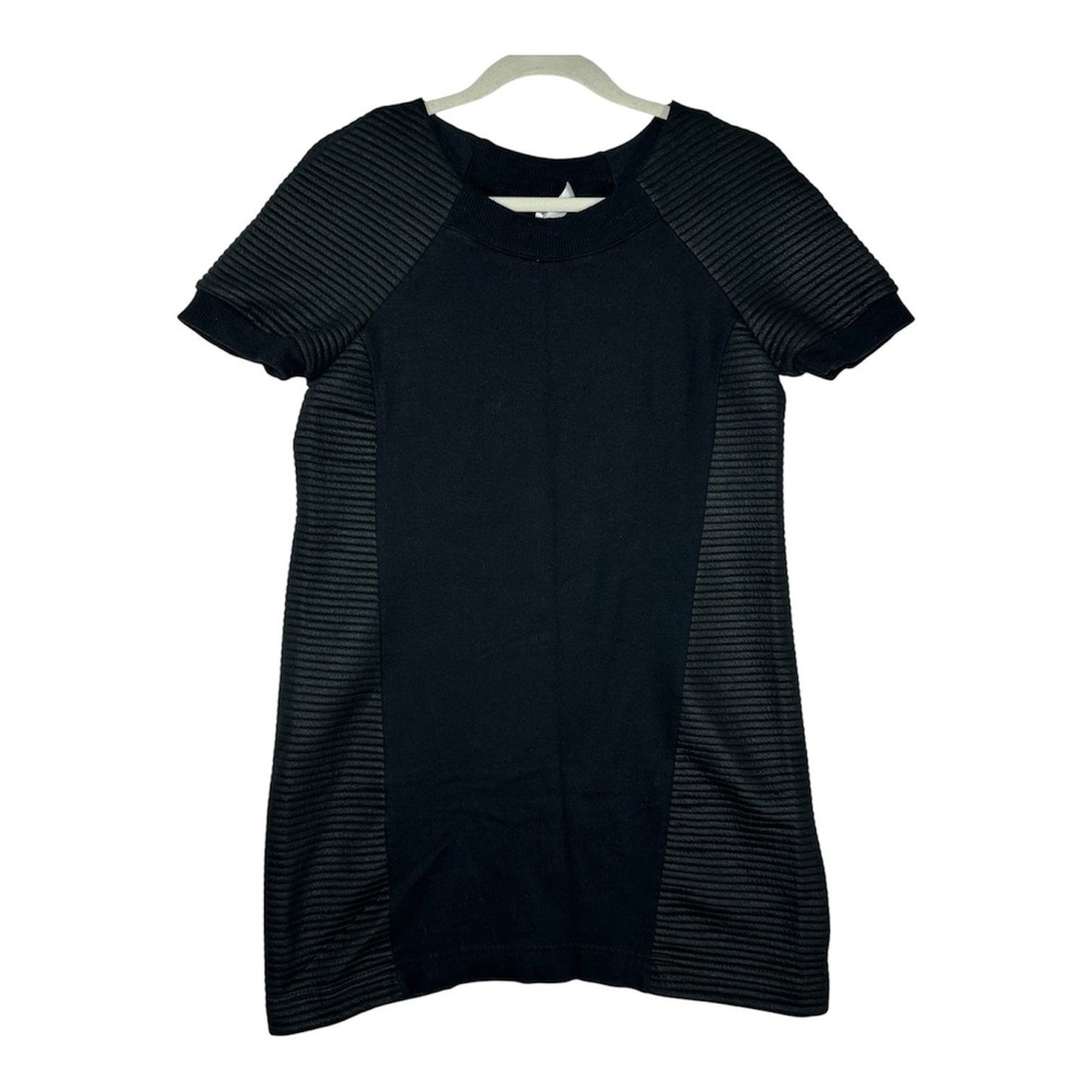 Fabletics Moto Sweatshirt Dress S Small Black Ribbed Panel Athleisure Streetwear